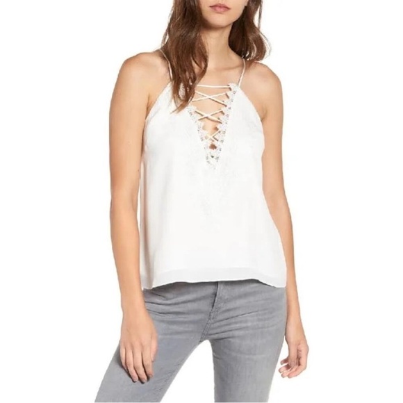 Wayf elegant White Lace-Up Women's Top - Picture 1 of 11
